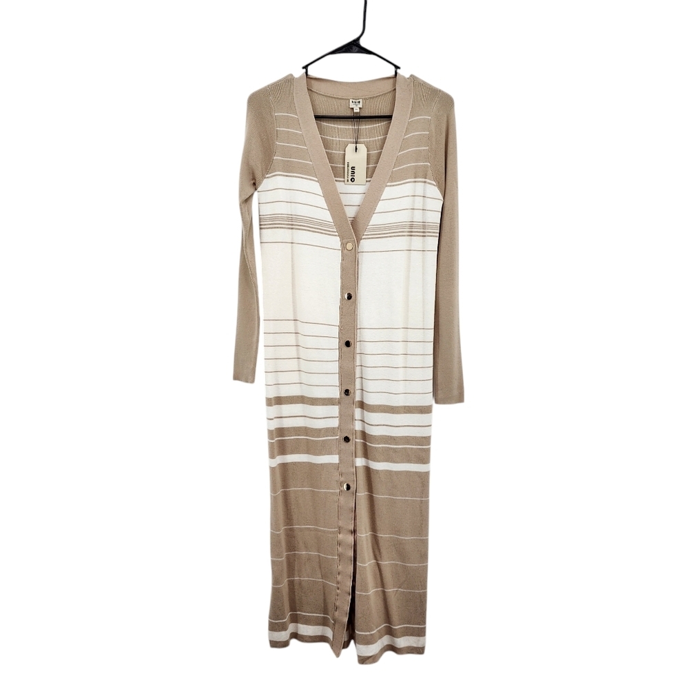 Uniq Women's Striped Ribbed Knit Button Front Midi Dress - S/M